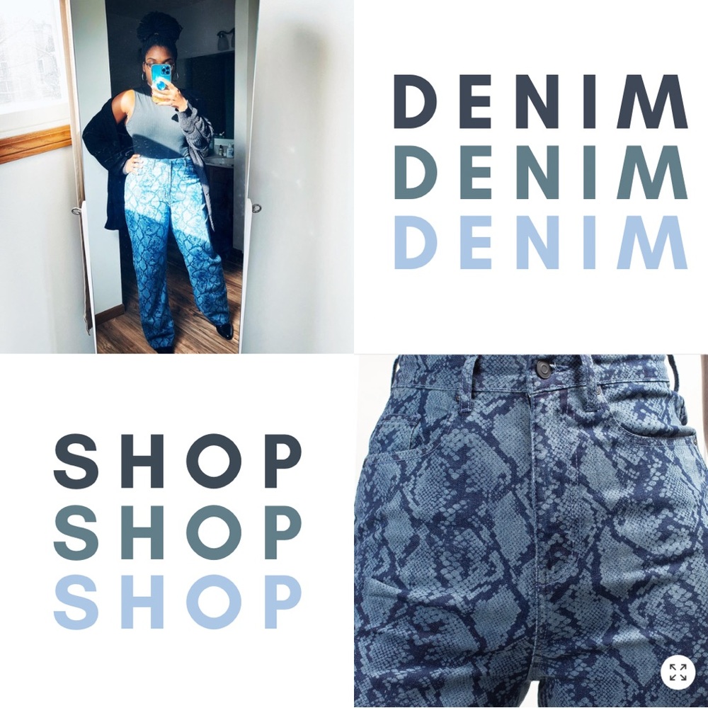 Snake Print Wide Leg Jeans